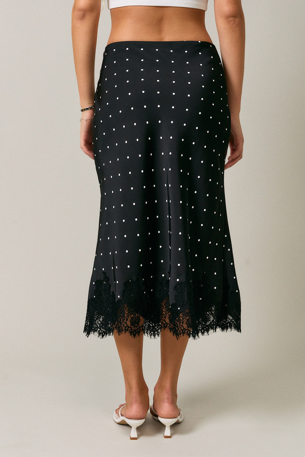 Midnight Dot Lace Midi Skirt