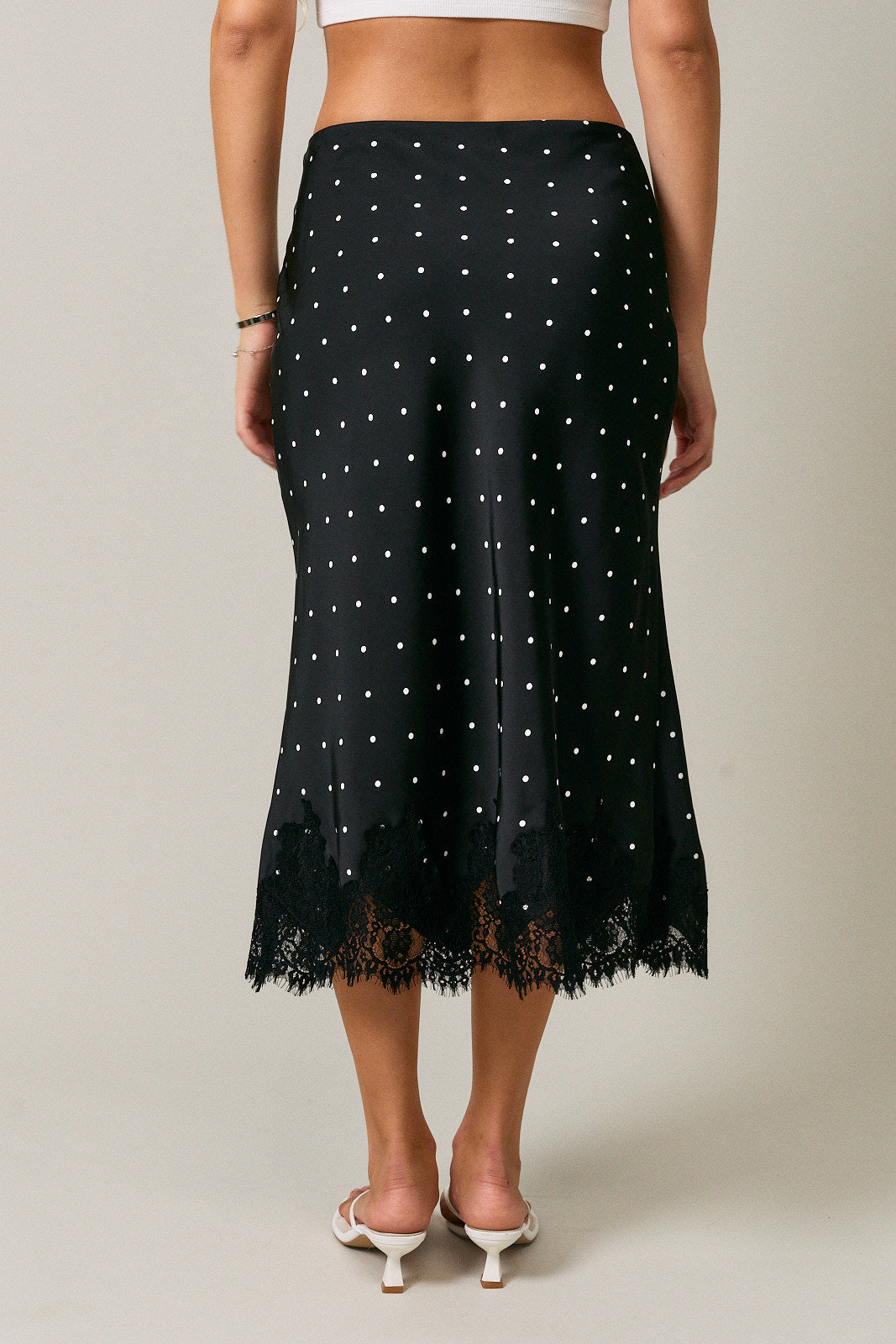 Midnight Dot Lace Midi Skirt