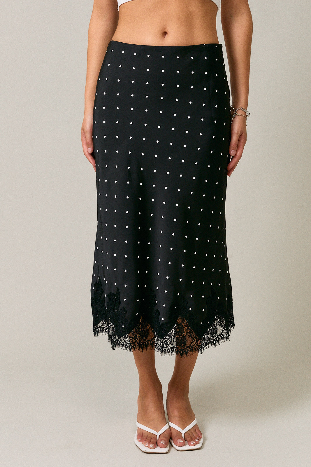 Midnight Dot Lace Midi Skirt
