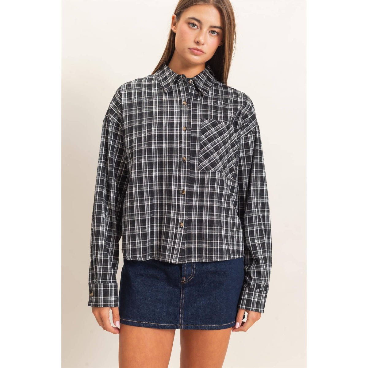 Plaid Button-Up Shirt