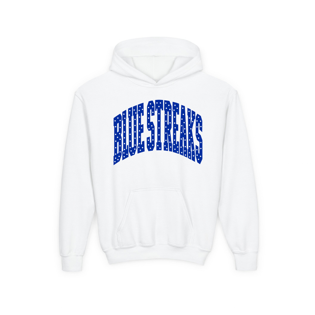 Lake Blue Streaks youth hoodie in white