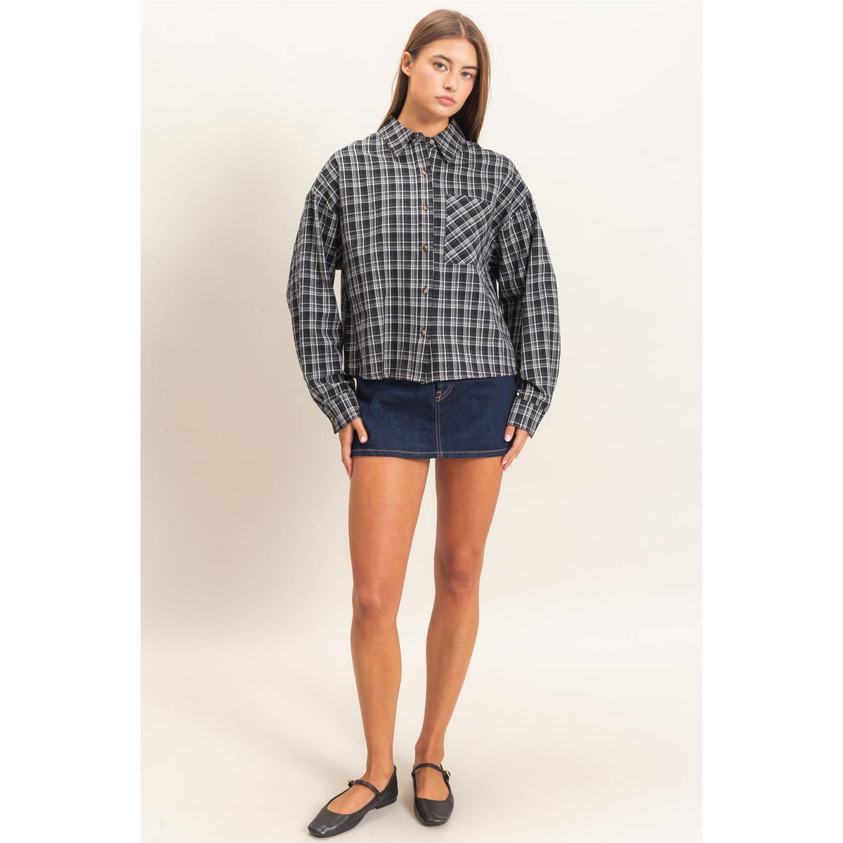 Plaid Button-Up Shirt