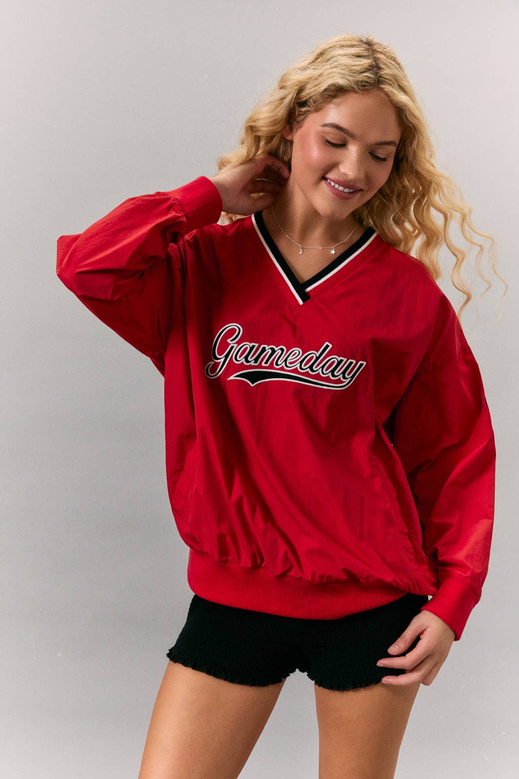 Friday Night Gameday V-Neck Pullover – Red