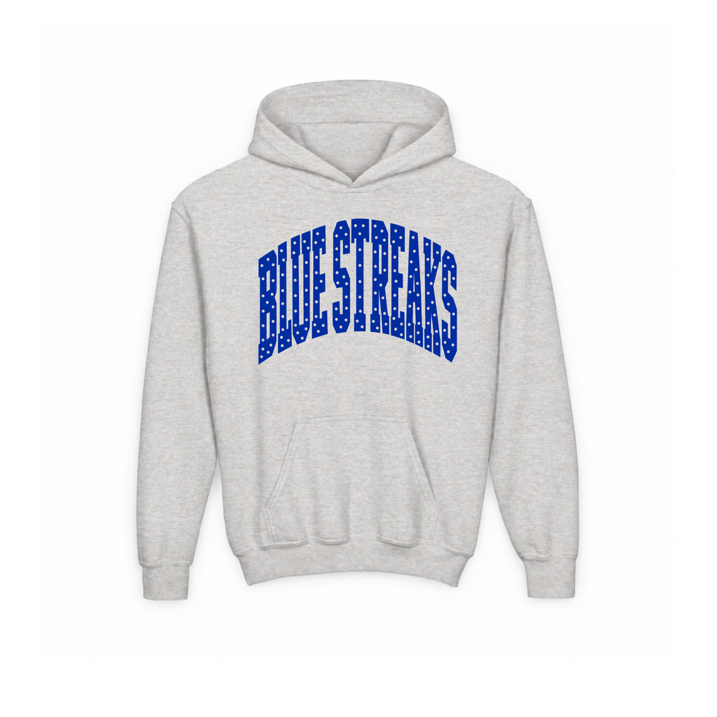 Lake Blue Streaks youth hoodie in ash gray