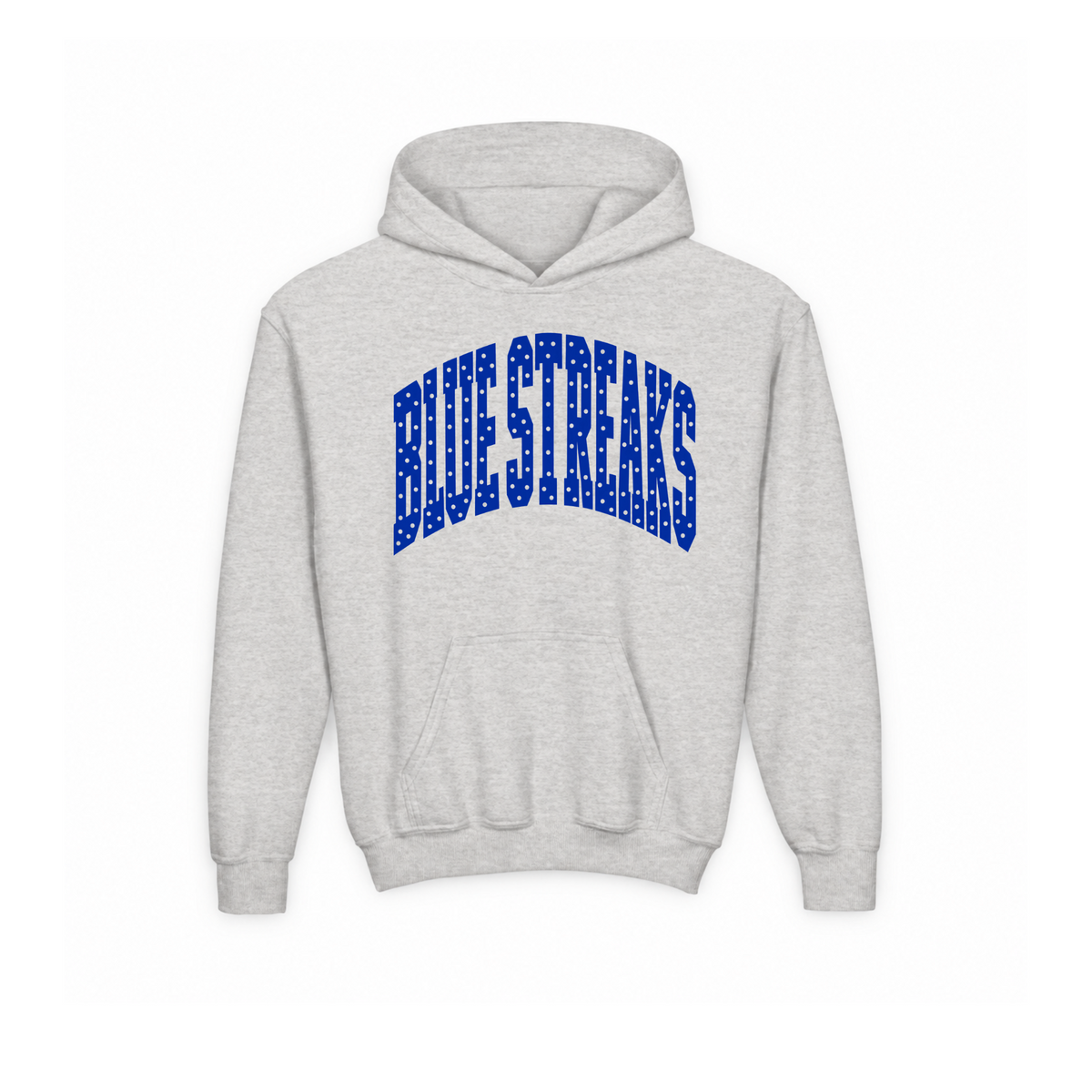 Lake Blue Streaks youth hoodie in ash gray
