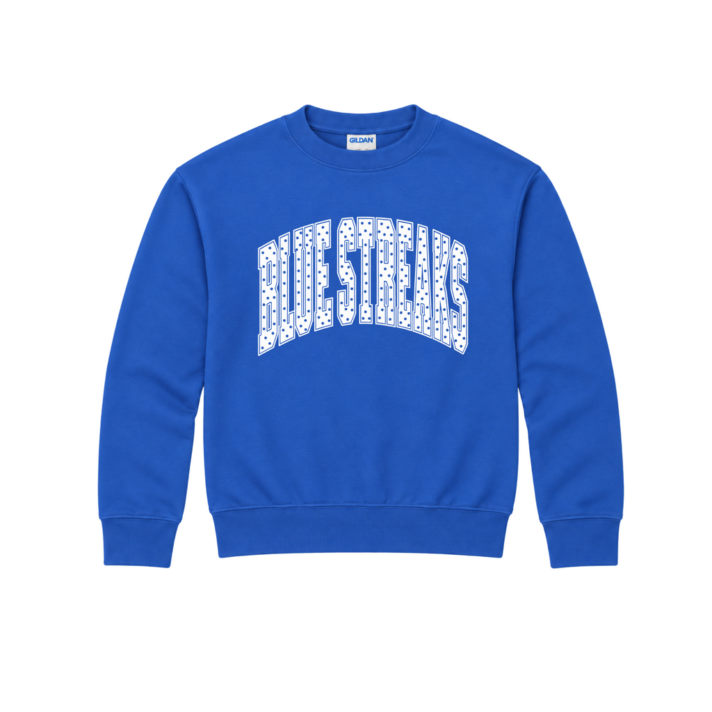 Lake Blue Streaks youth crewneck sweatshirt in royal blue