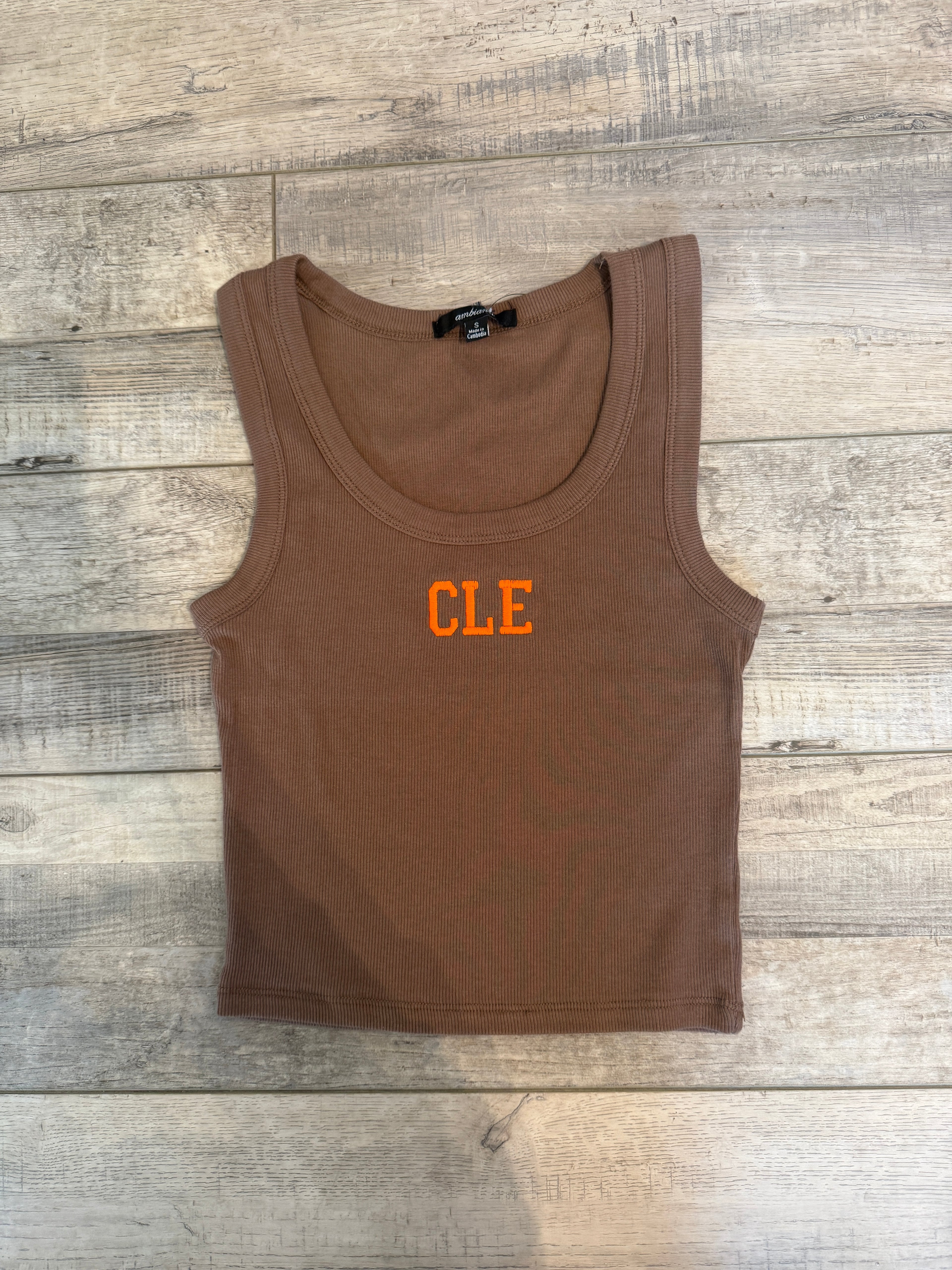 CLE Ribbed Tank Top – Brown/Orange