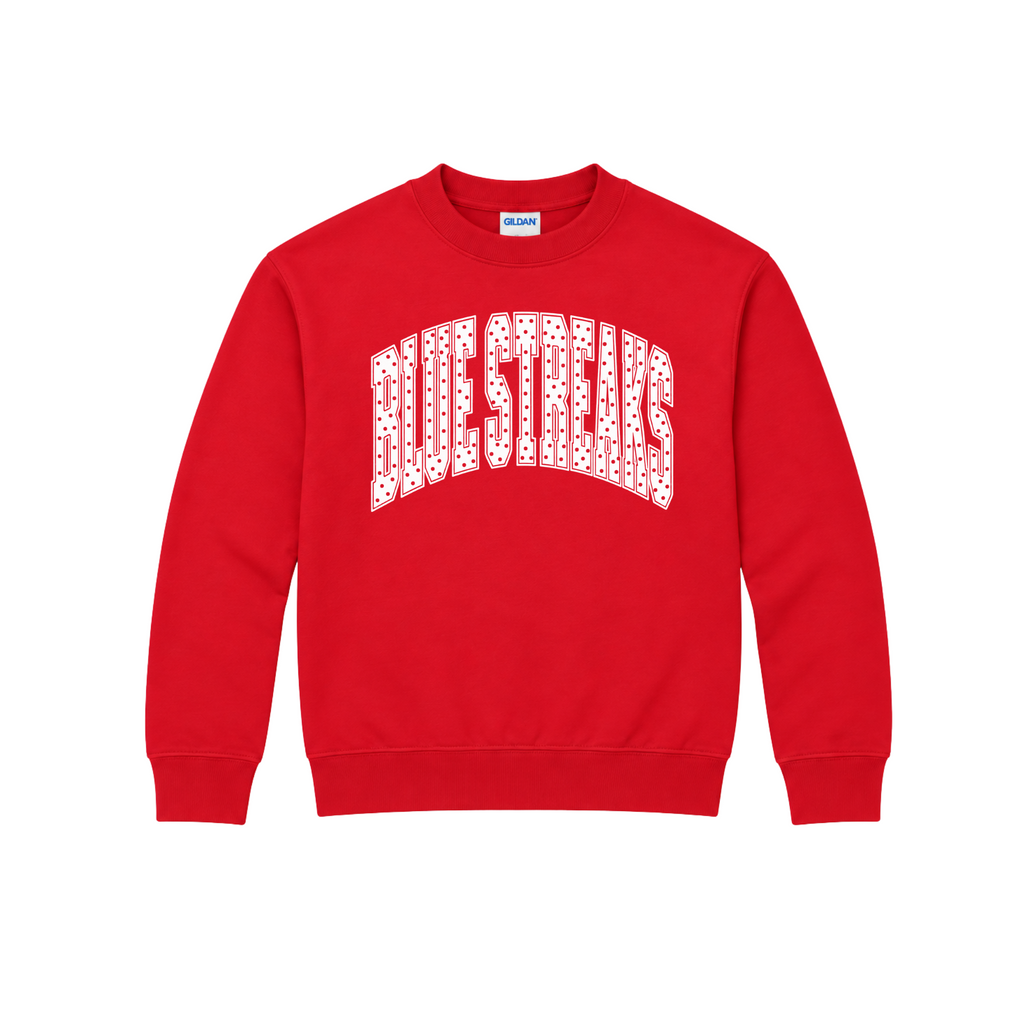 Lake Blue Streaks youth crewneck sweatshirt in red