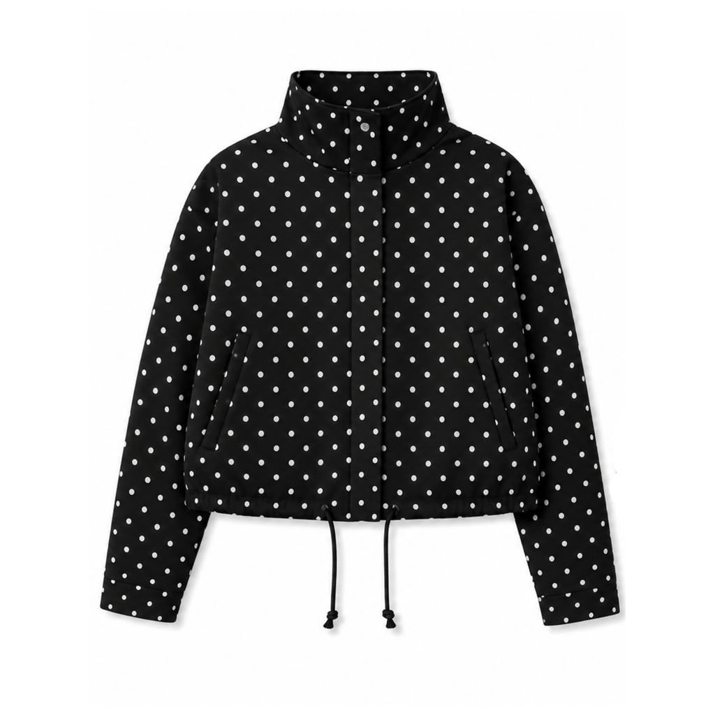 Black Dot Zip-Up Jacket