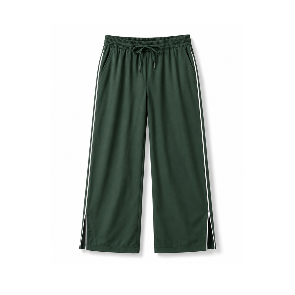 On Track Piped Wide-Leg Pants – Green