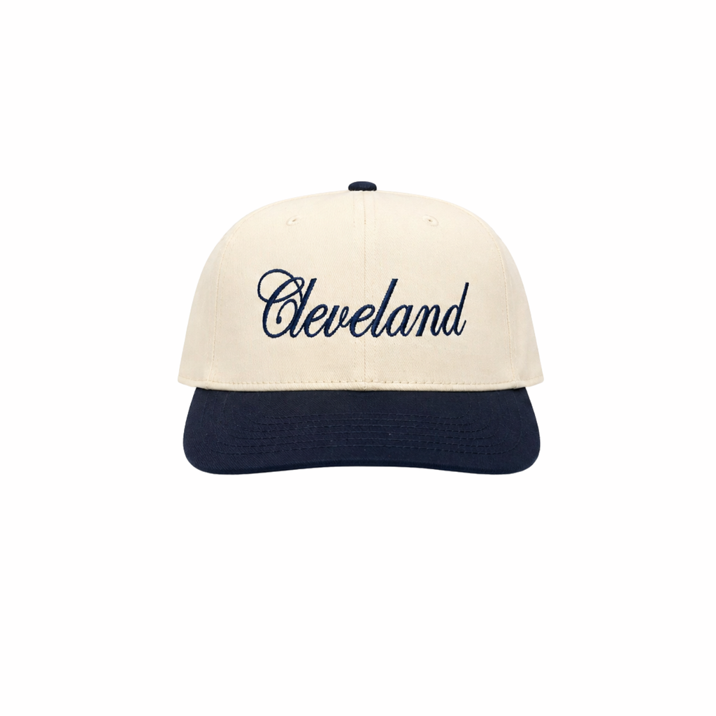 Cleveland Script Snapback Trucker Hat