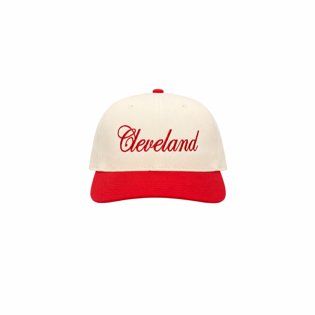 Cleveland Script Snapback Trucker Hat