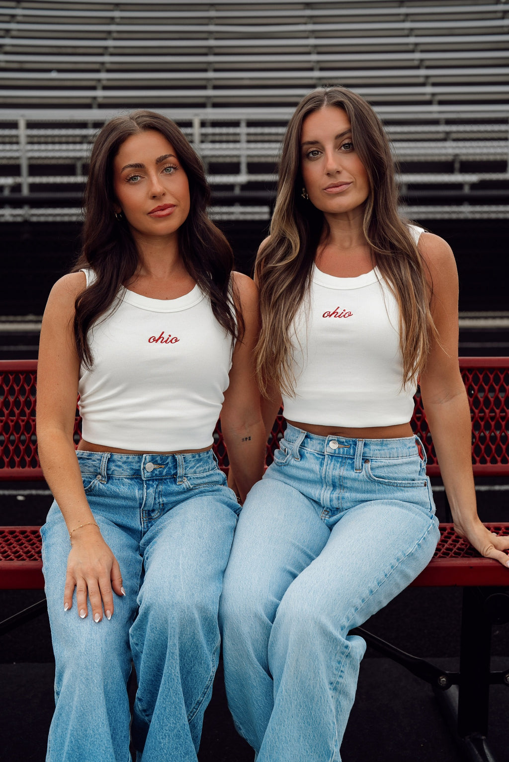 OHIO Embroidered Ribbed Scoop Tank Top