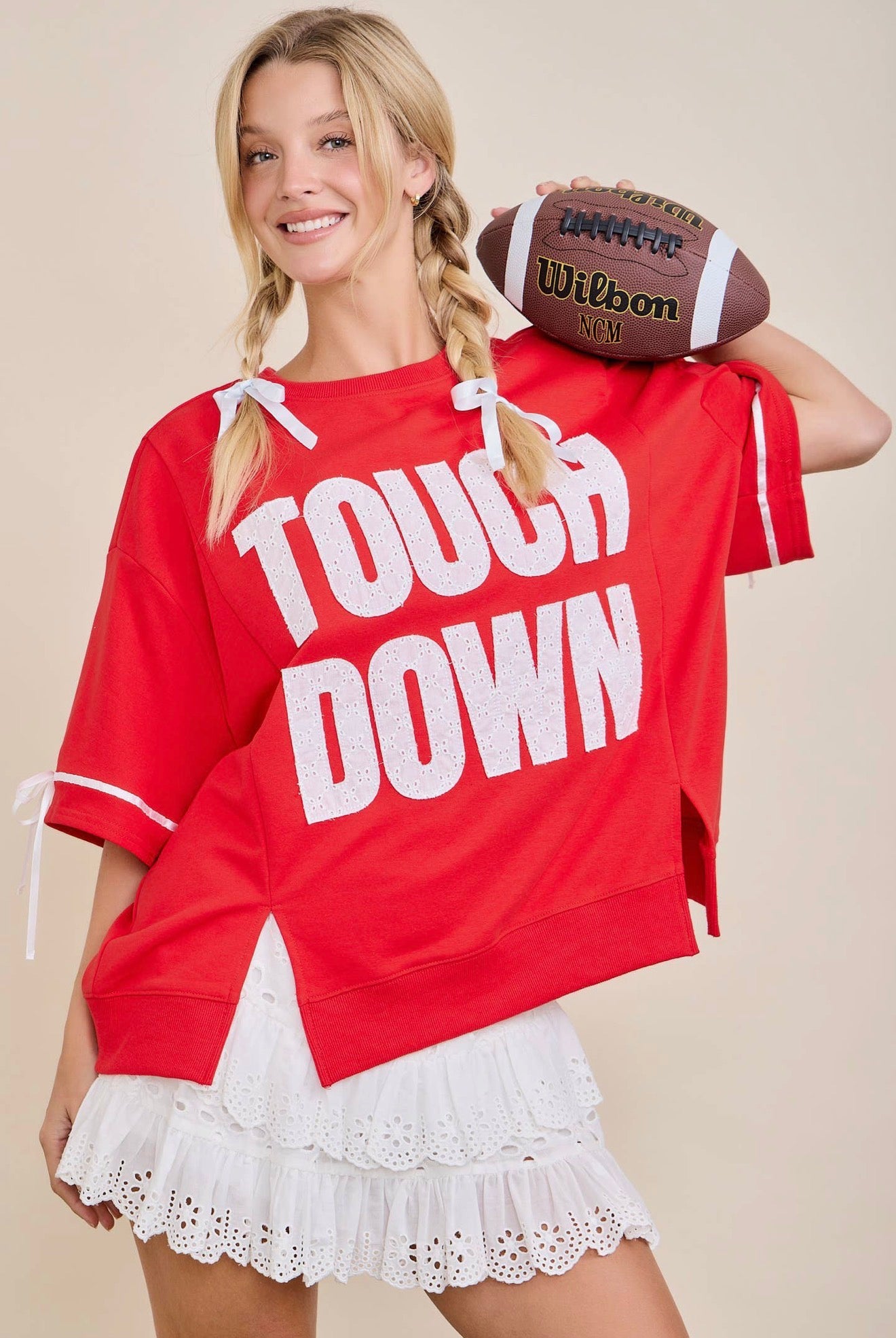 Touchdown Bow Sleeve Game Day Pullover