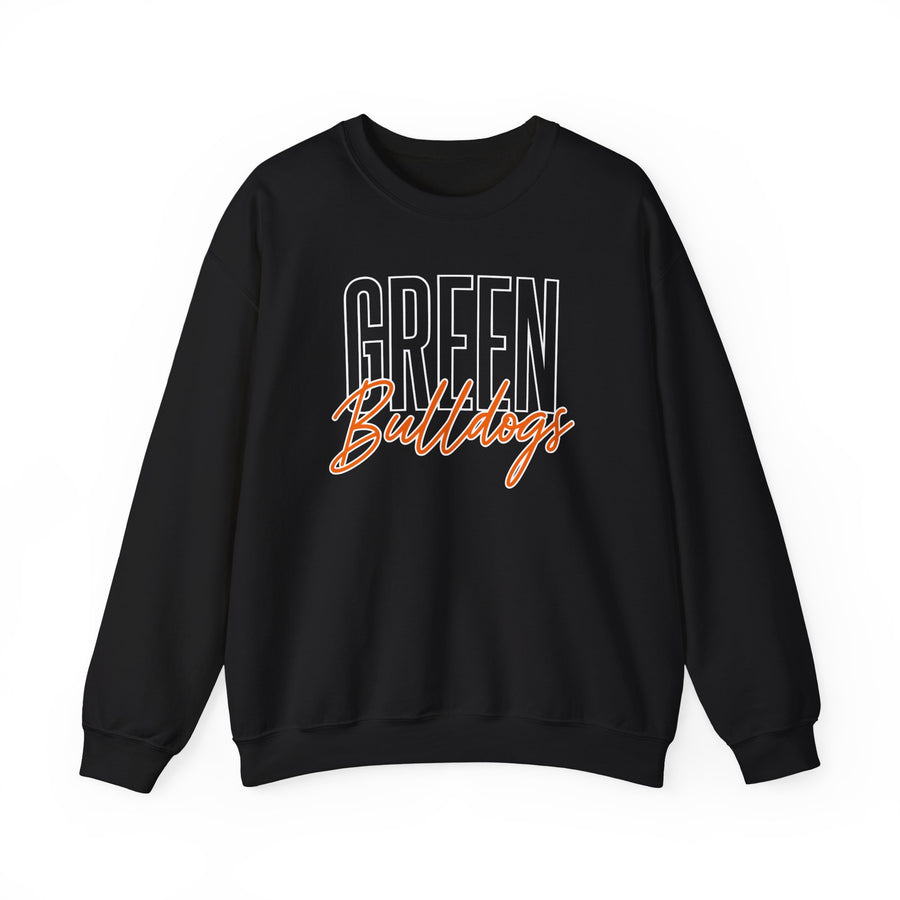 Green Bulldogs Block Script Unisex Crewneck Sweatshirt