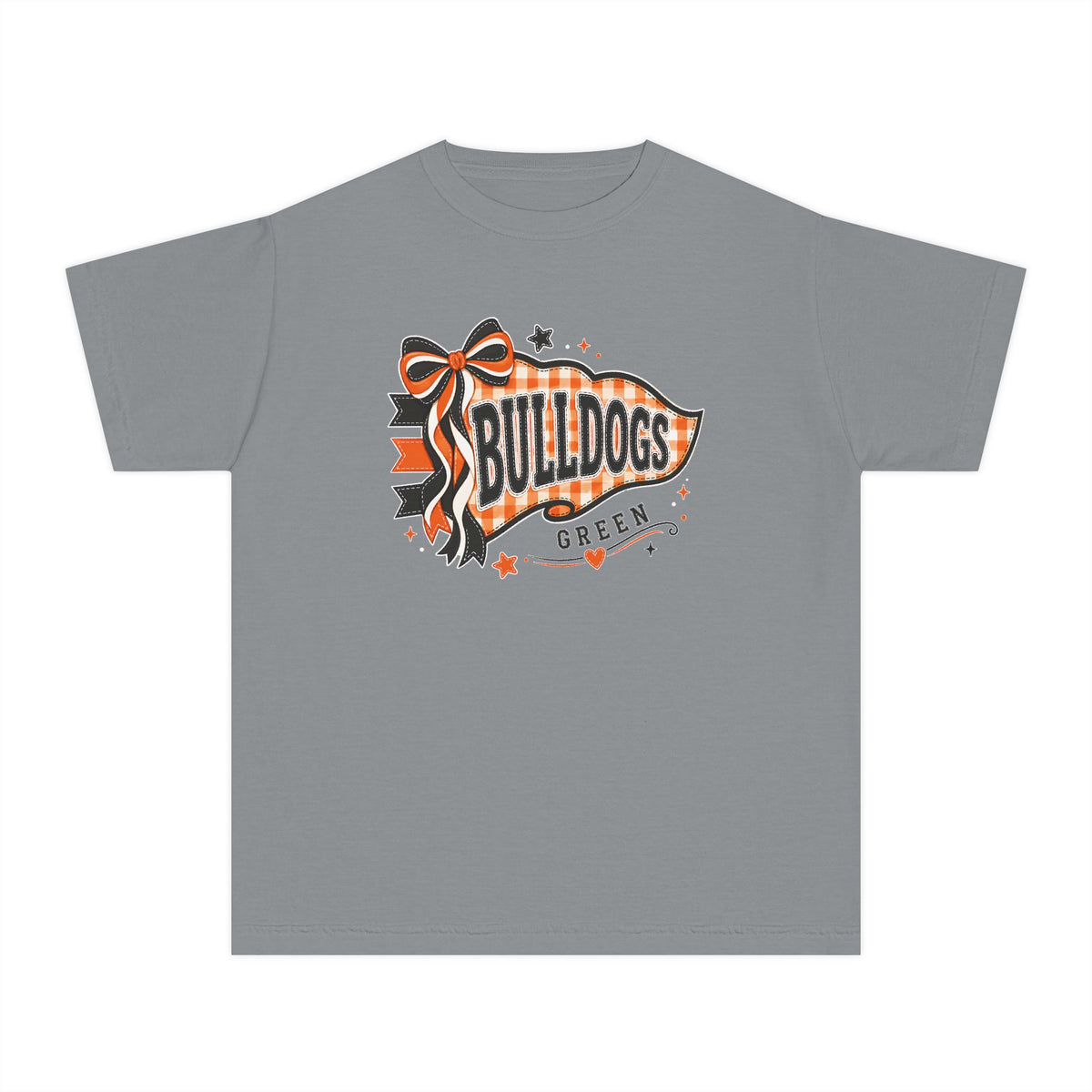Bulldogs Cheer Mega Phone Bow Youth Tee