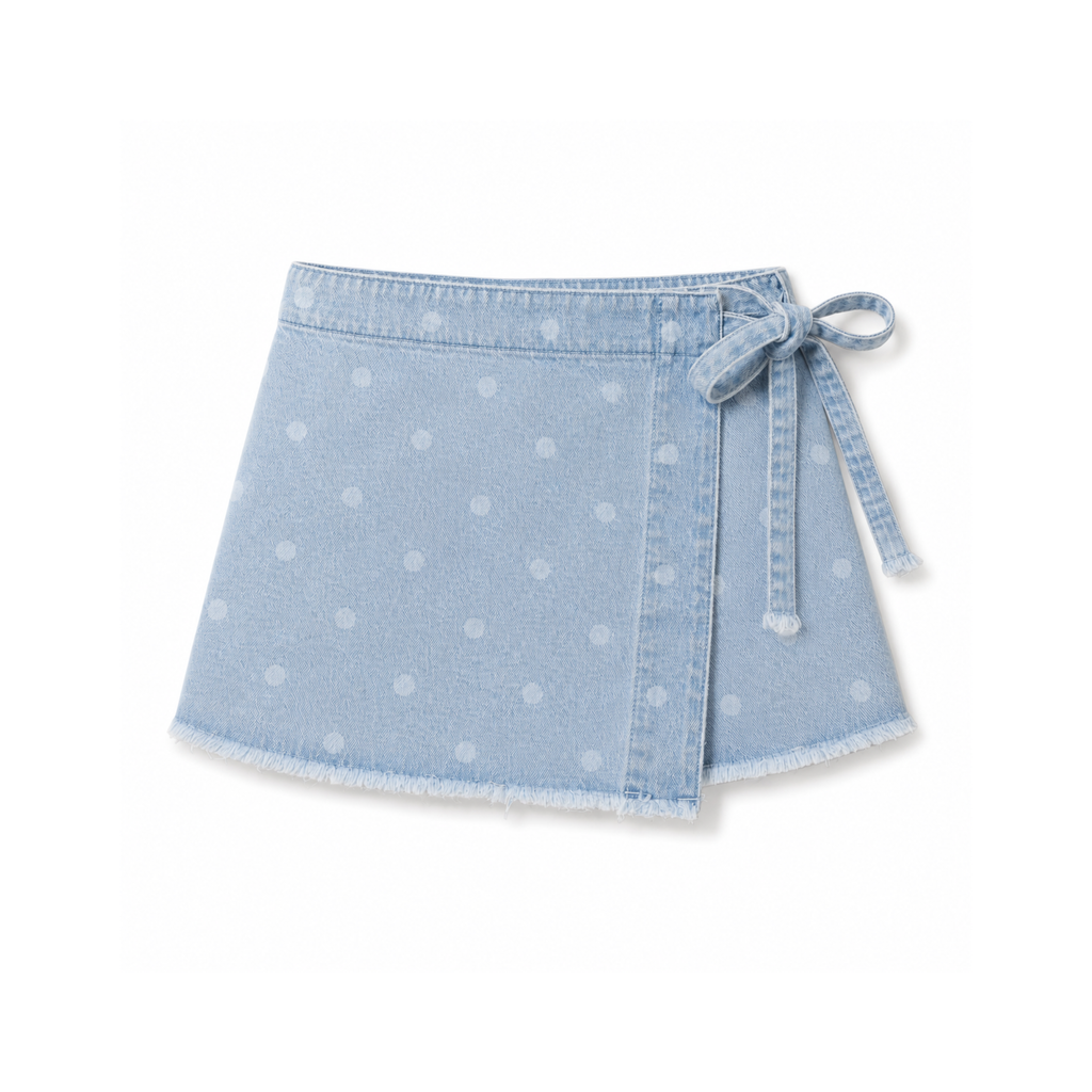 Dotty Denim Wrap Skort