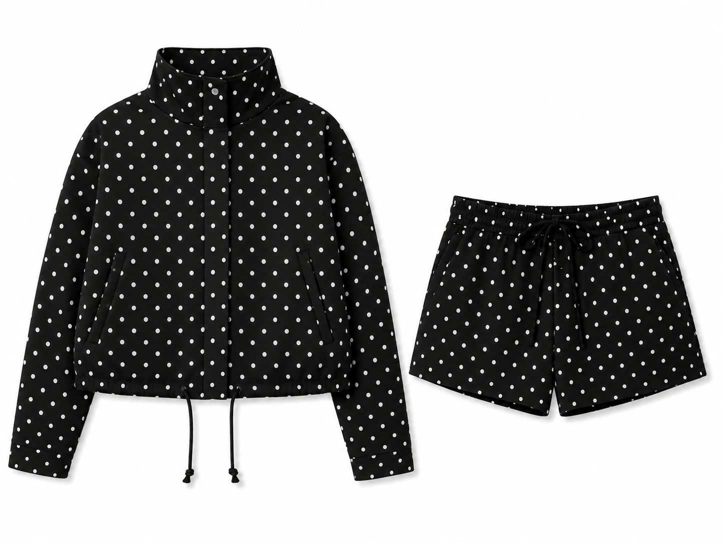 Black Dot Zip-Up Jacket