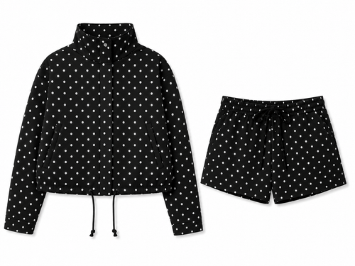 Black Dot Zip-Up Jacket