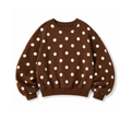 Chocolate Brown Dot Relaxed Fleece Sweatshirt