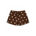 Chocolate Brown Dot Drawstring Fleece Shorts