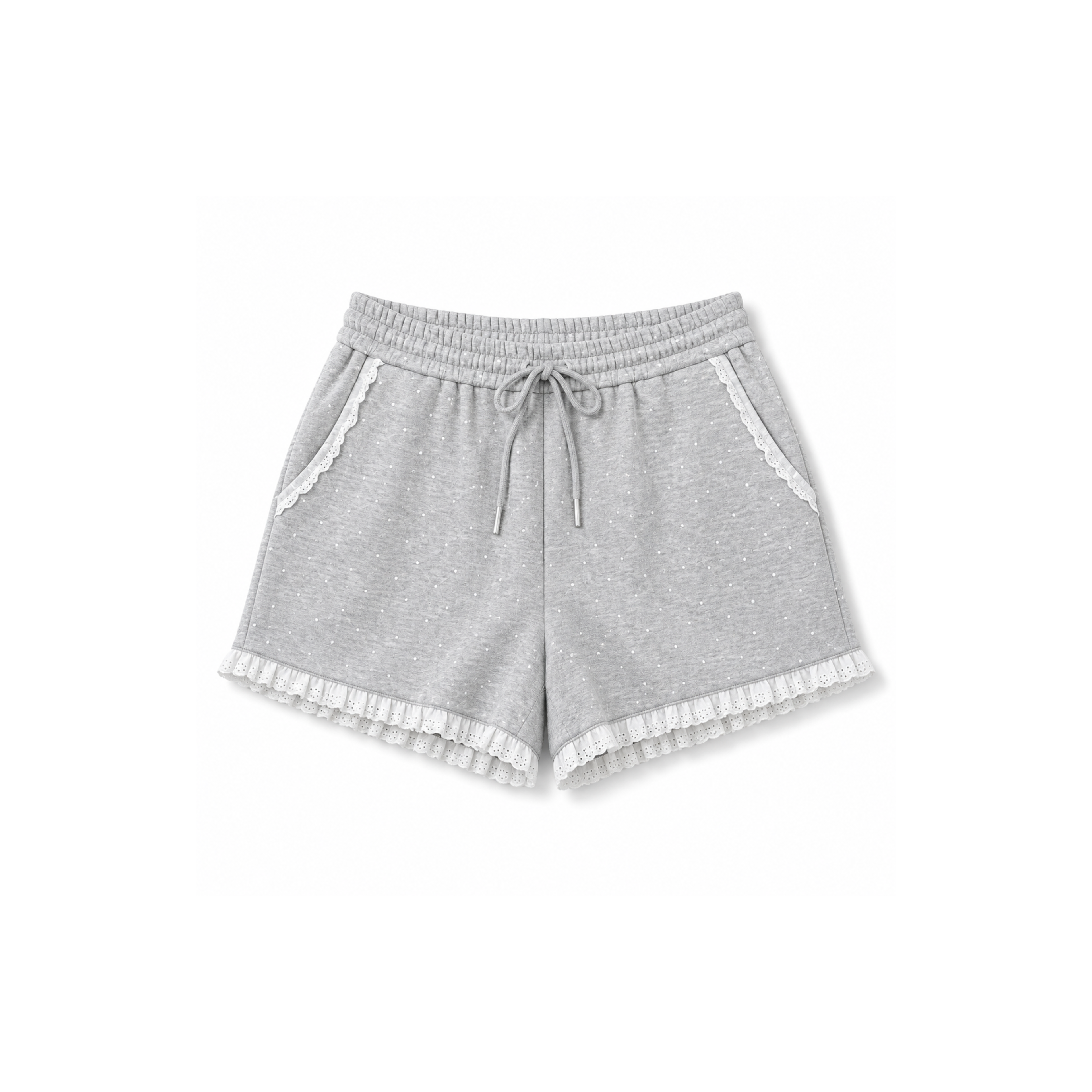 Cloud Dot Lace-Trim Lounge Shorts – Heather Grey