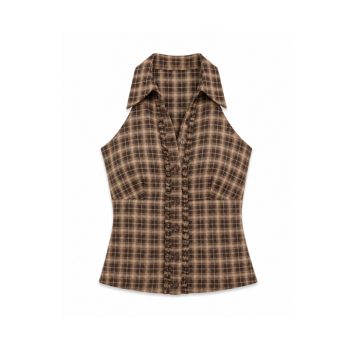 Ruffle Plaid Halter Top