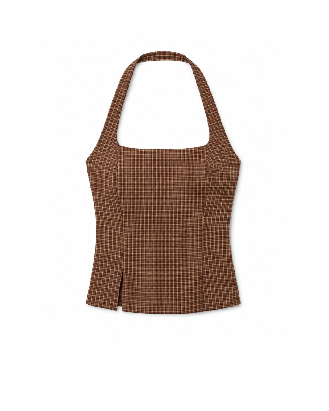 Brown Plaid Tie Halter Top – The Vybe Vault