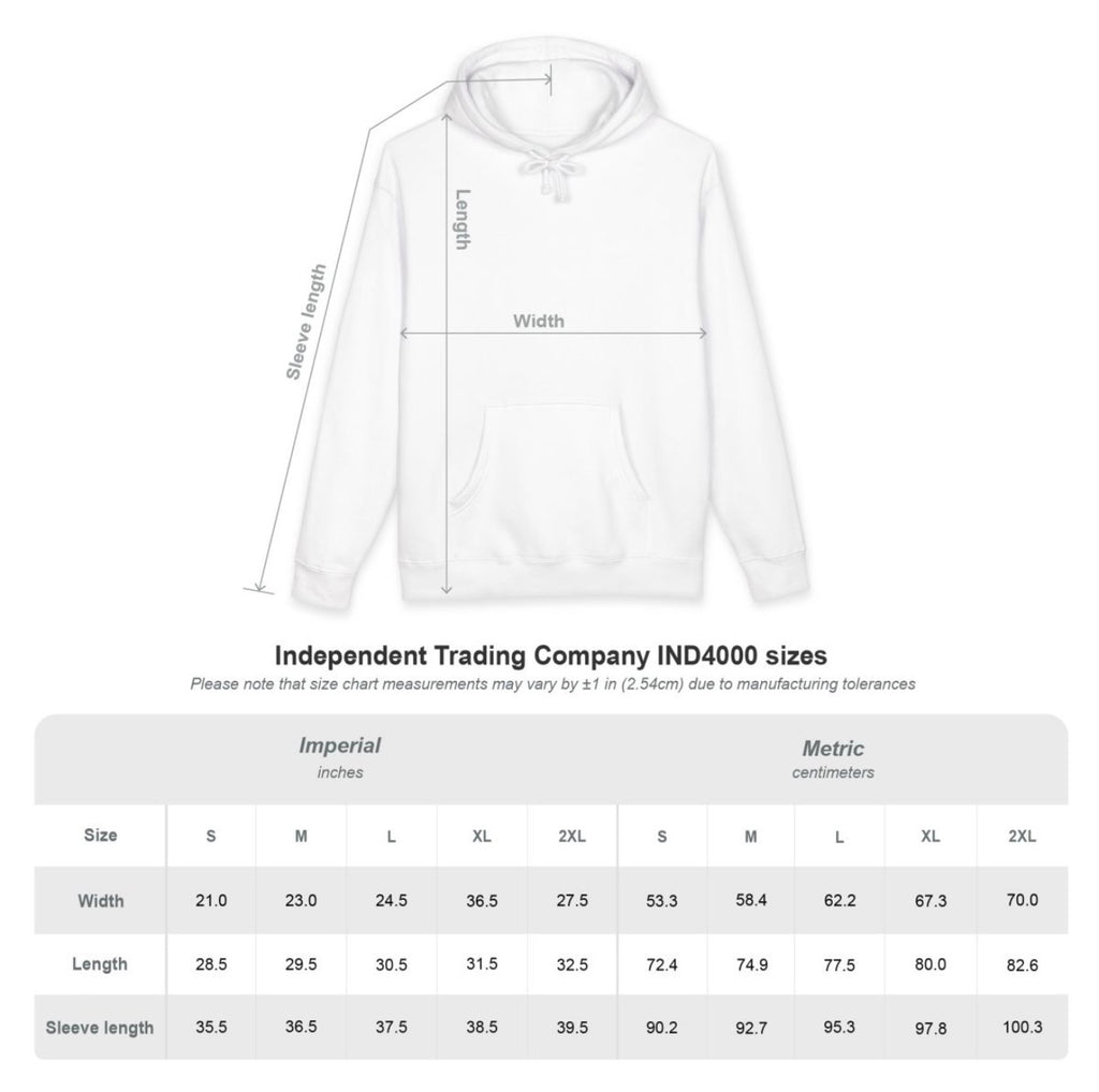 Independent Trading Co. IND4000 hoodie size chart