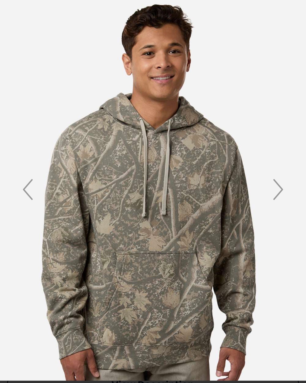 Independent Trading Co. camo hoodie on model