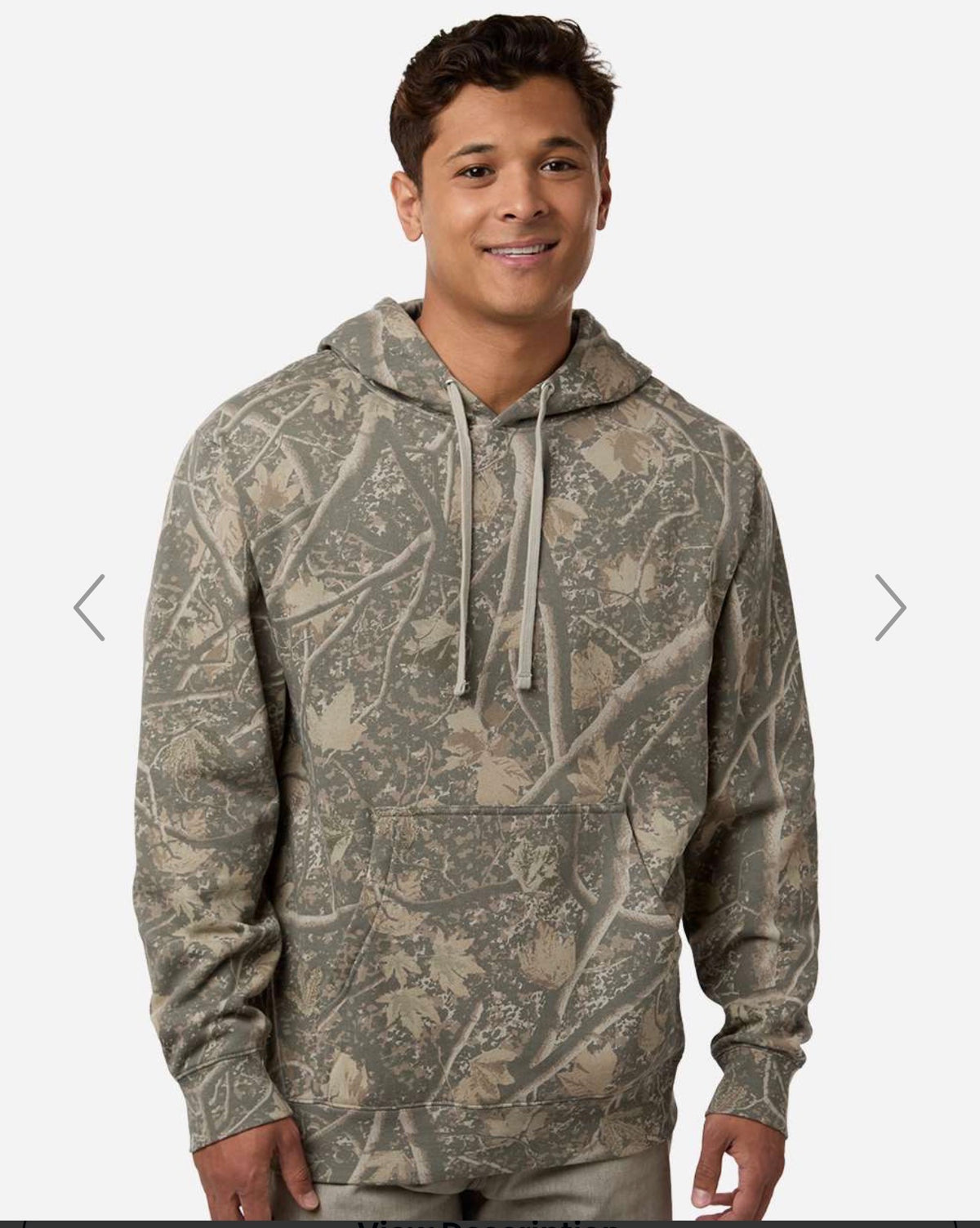Independent Trading Co. camo hoodie on model