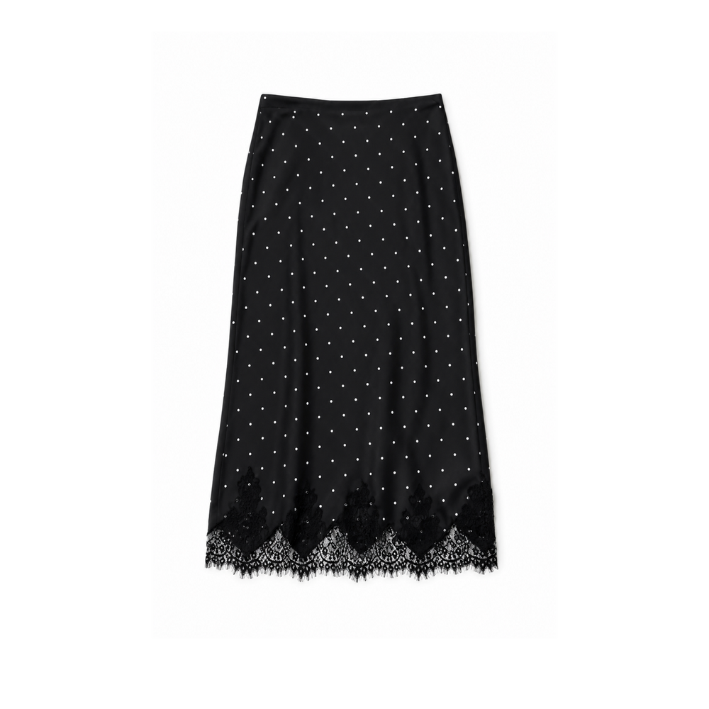 Midnight Dot Lace Midi Skirt