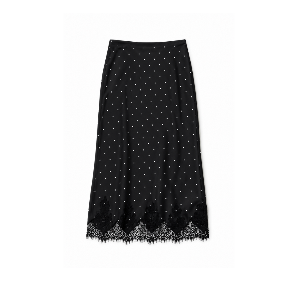 Midnight Dot Lace Midi Skirt
