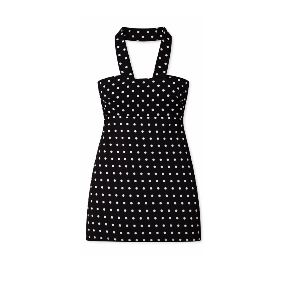 Spotted Scarf Mini Dress