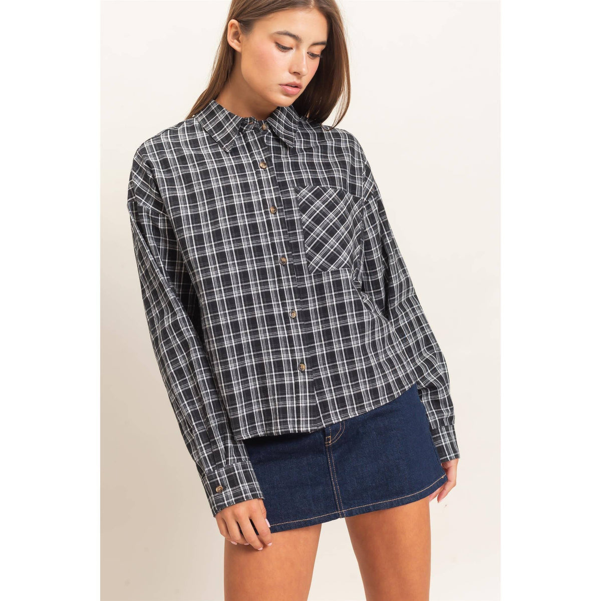 Plaid Button-Up Shirt