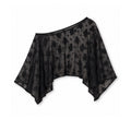 After Dark black sheer floral lace poncho top flat lay