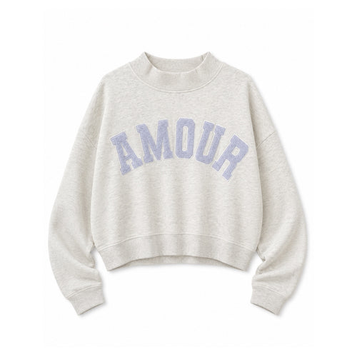 Heather grey Amour oversized mock neck sweatshirt flat lay