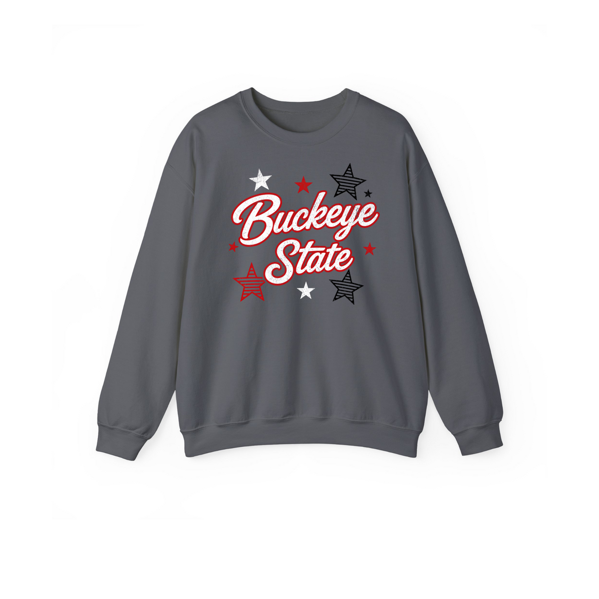 Charcoal Buckeye State stars crewneck sweatshirt