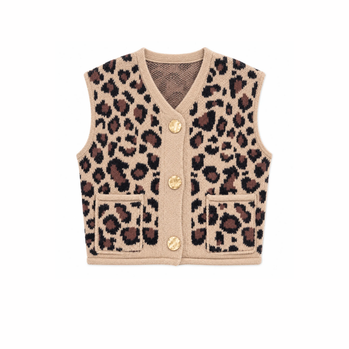 Leopard Print Button Up Sweater Top