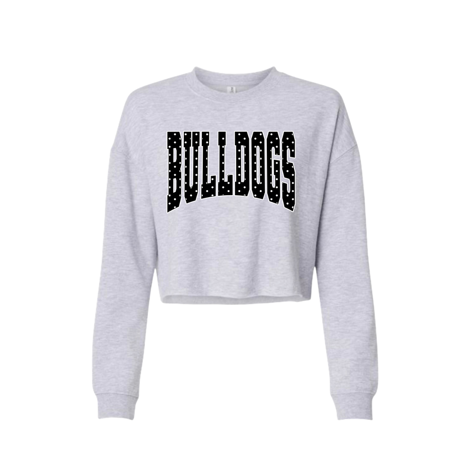 Green Bulldogs polka dot cropped crewneck in heather gray