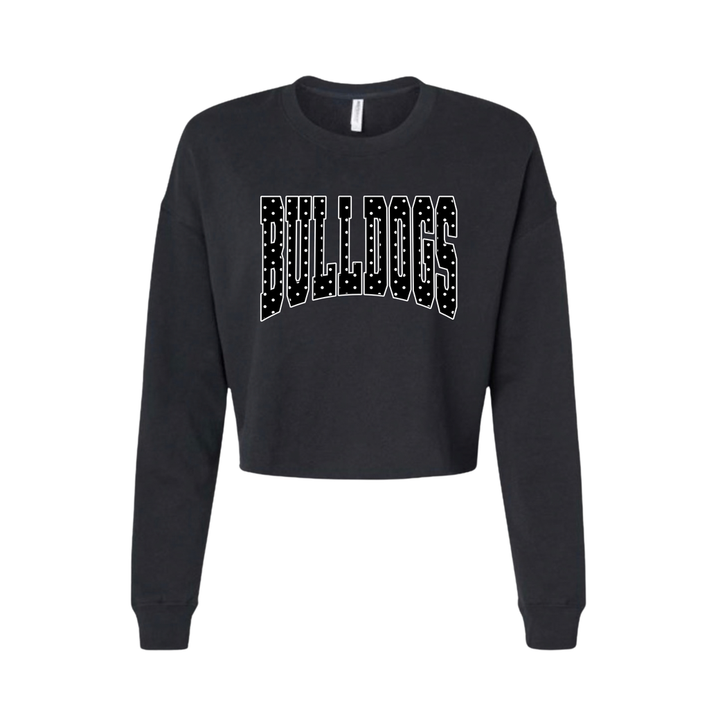 Green Bulldogs polka dot cropped crewneck in black