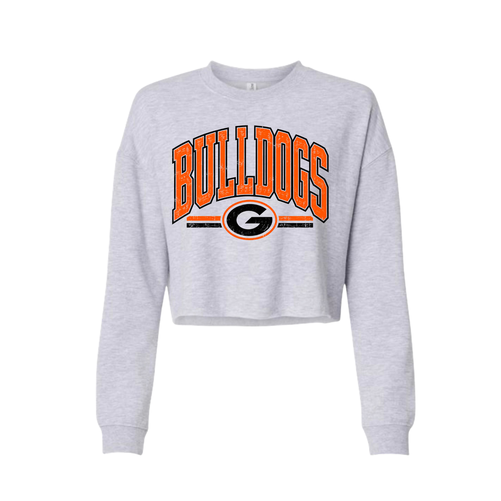 Green Bulldogs vintage varsity cropped crewneck in heather gray