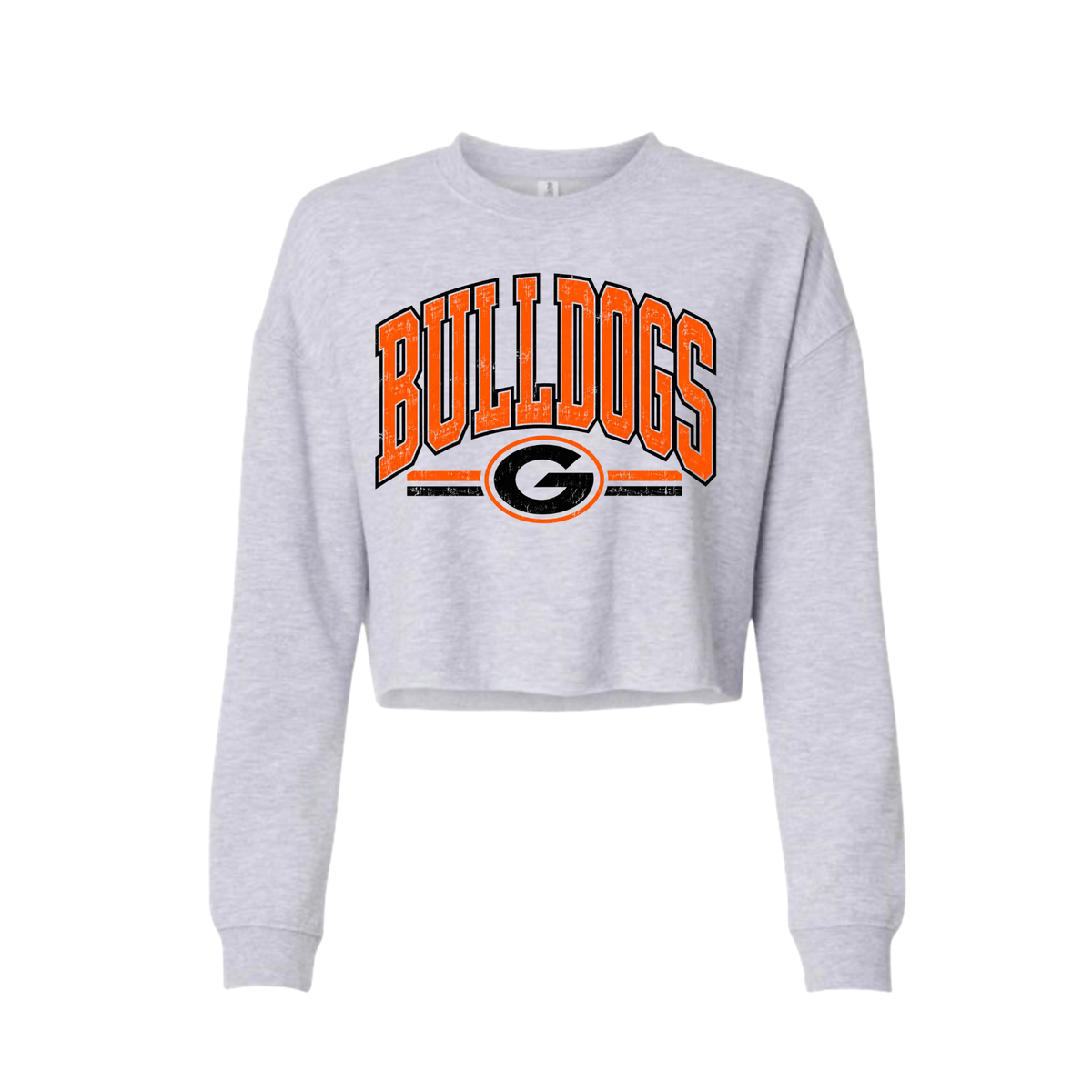 Green Bulldogs vintage varsity cropped crewneck in heather gray
