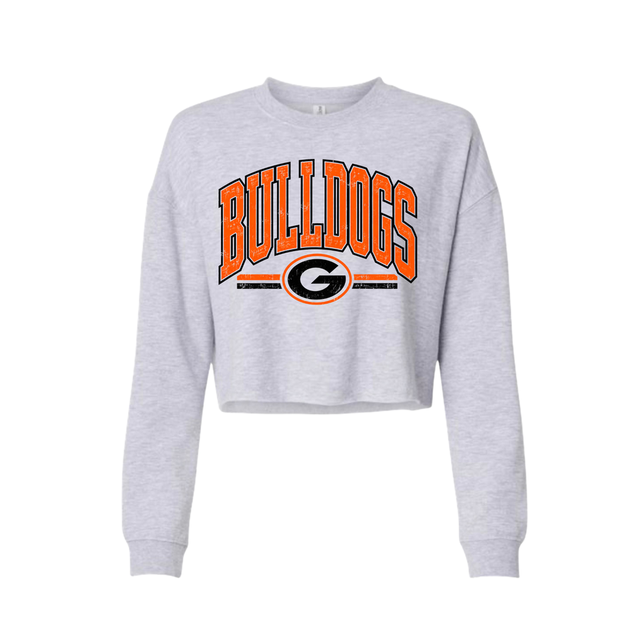 Green Bulldogs vintage varsity cropped crewneck in heather gray