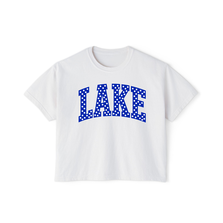 Lake Blue Streaks polka dot boxy tee front