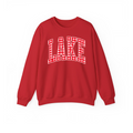 Lake Blue Streaks adult gingham LAKE crewneck in red