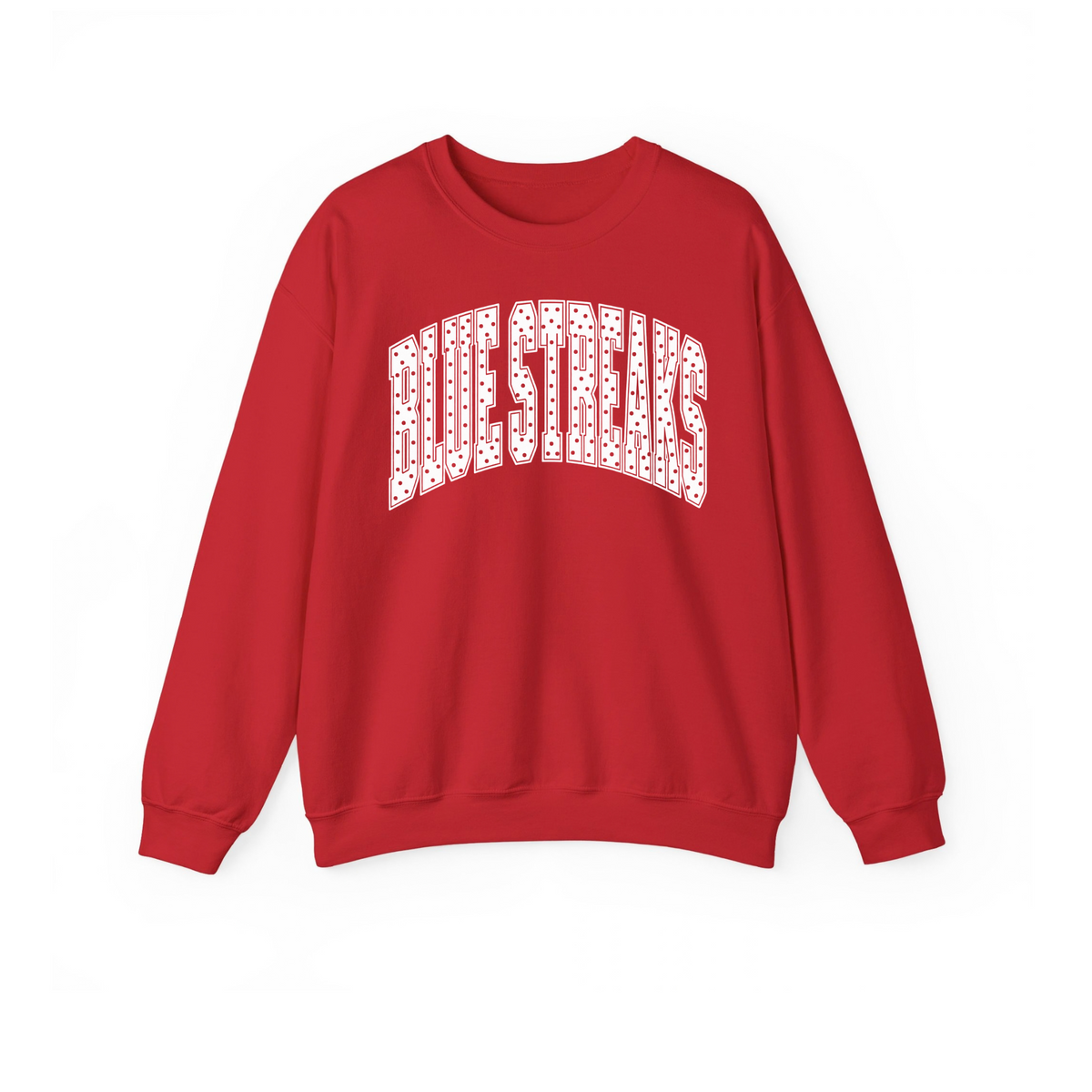 Lake Blue Streaks adult polka dot crewneck in red