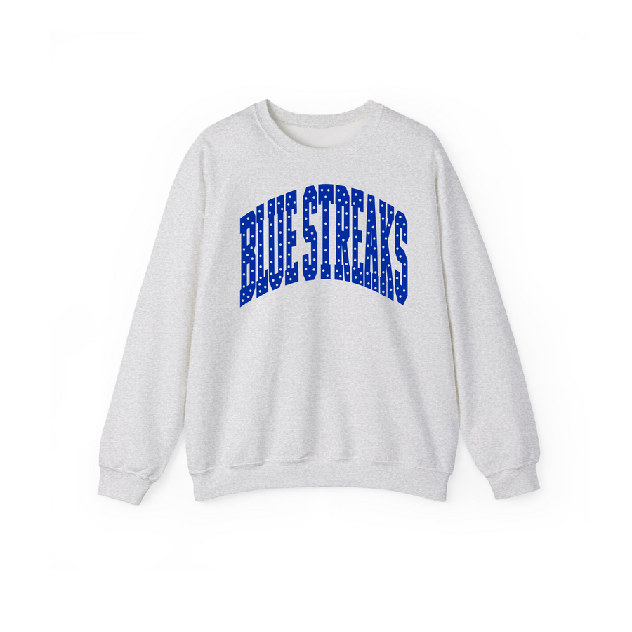 Lake Blue Streaks adult polka dot crewneck in ash gray
