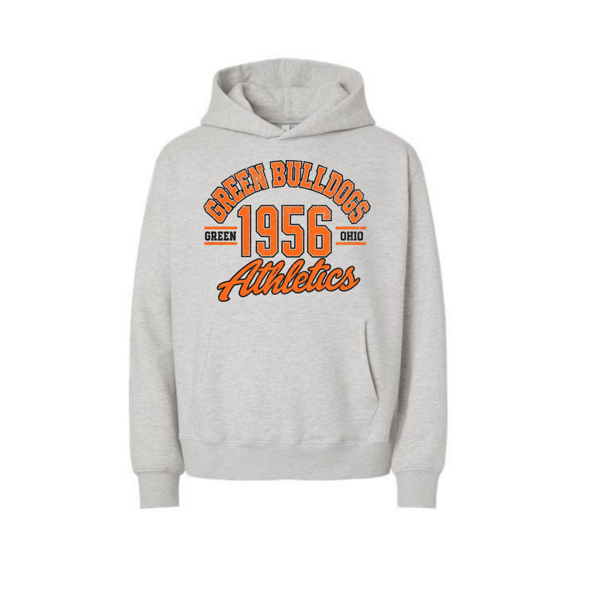 Green Bulldogs 1956 Athletics heavyweight hoodie in vintage heather grey