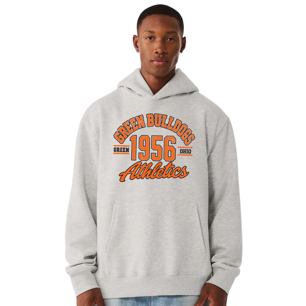 Green Bulldogs 1956 Athletics heavyweight hoodie on model